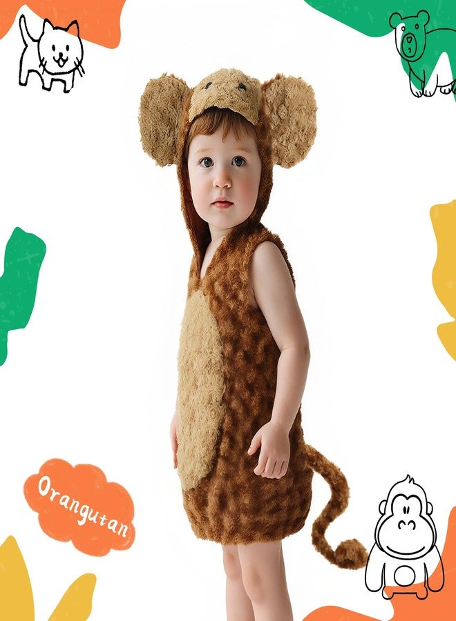 UQJE Baby Monkey Costume Furry Toddler Monkey Costume Halloween Adorable Plush Gorilla Dress-Up Kids Animal Costumes - Image 4